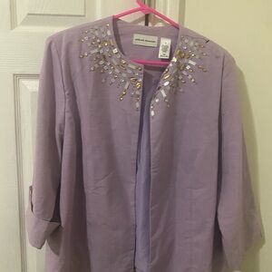 Alfred Dunner Purple Blazer with Embellished Neckline
